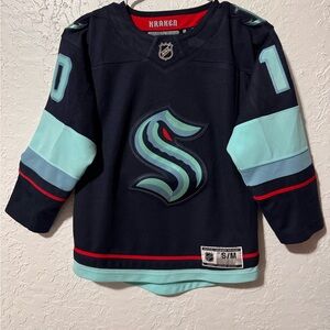 Youth Matty Beniers Navy Seattle Kraken Player Jersey